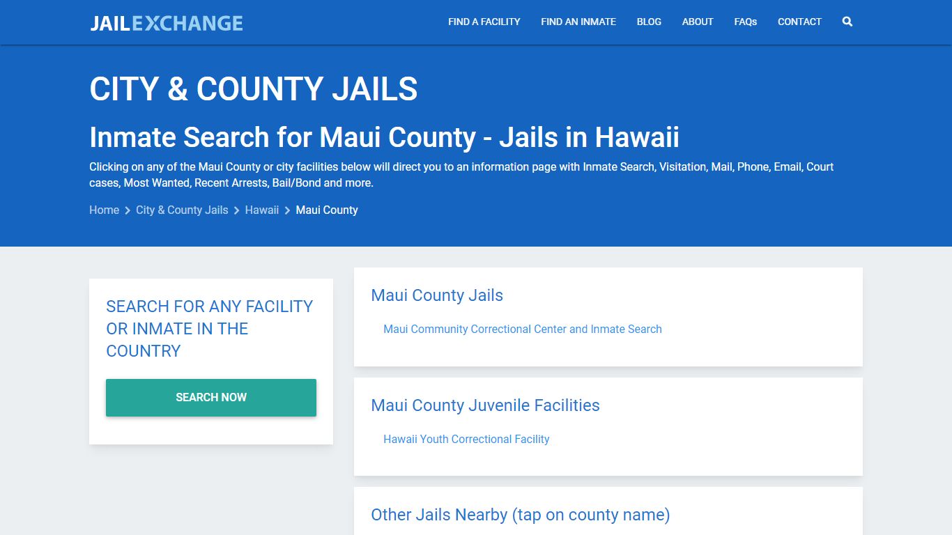 Inmate Search for Maui County | Jails in Hawaii - Jail Exchange
